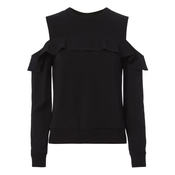 A.L.C. Lindsey Ruffle Cold Shoulder Top Black Women’s 0 - Picture 4 of 16